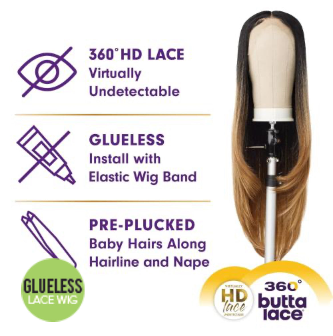 Sensational Butta Lace 360 Glue less Wig Unit #7