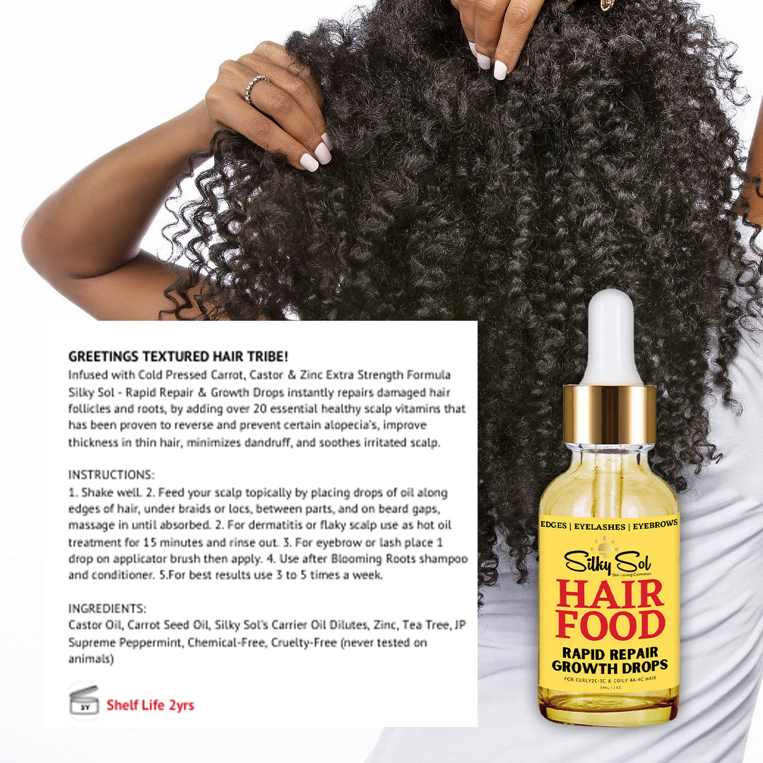 Silky Sol’s "Hair Fertilizer" A None-GMO, Plant Based Repair Oil , infused with vitamin D, Extra Strength Formula, Rapid Growth, Repairs Damaged Follicles, and Thickens Thin Hair quickly.