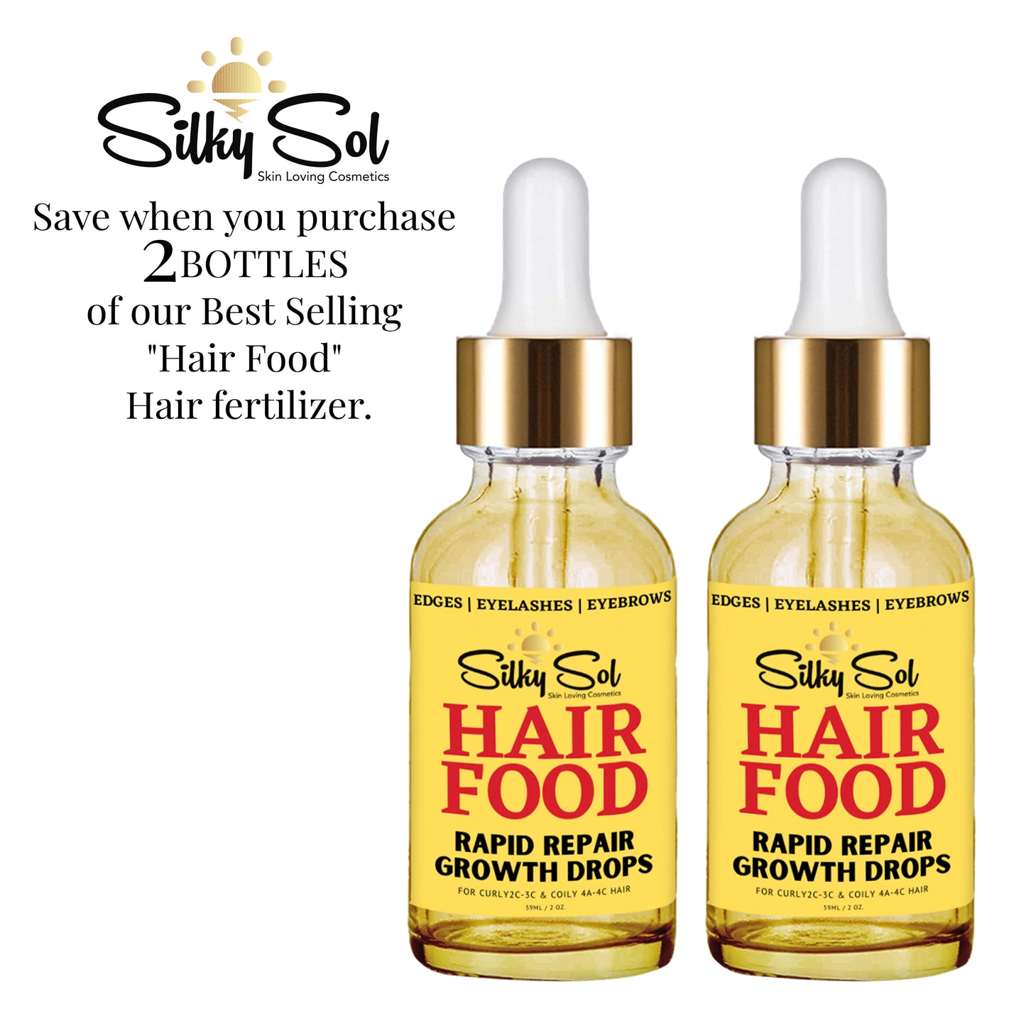 Silky Sol’s "Hair Fertilizer" A None-GMO, Plant Based Repair Oil , infused with vitamin D, Extra Strength Formula, Rapid Growth, Repairs Damaged Follicles, and Thickens Thin Hair quickly.